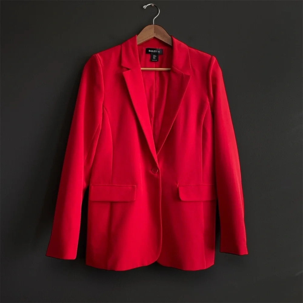 Bailey 44 Red Blazer Office Tailored Event Party Bold Holiday Grunge Christmas M - Picture 2 of 6